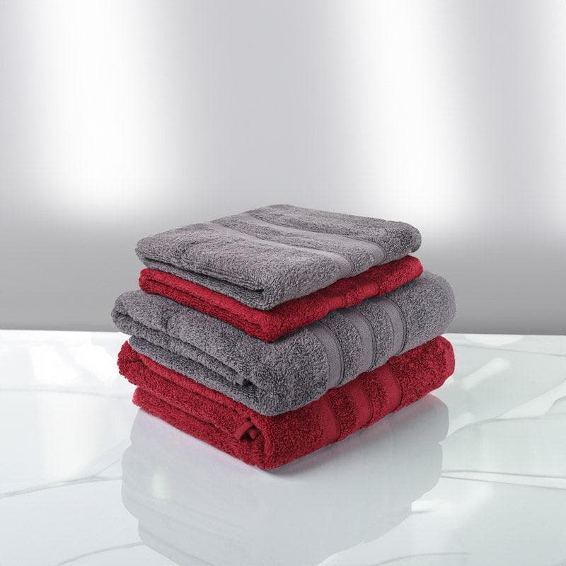 Buy Hydro Glee Towel (Red & Grey) - Four Piece Set Towel Sets from Vaaree