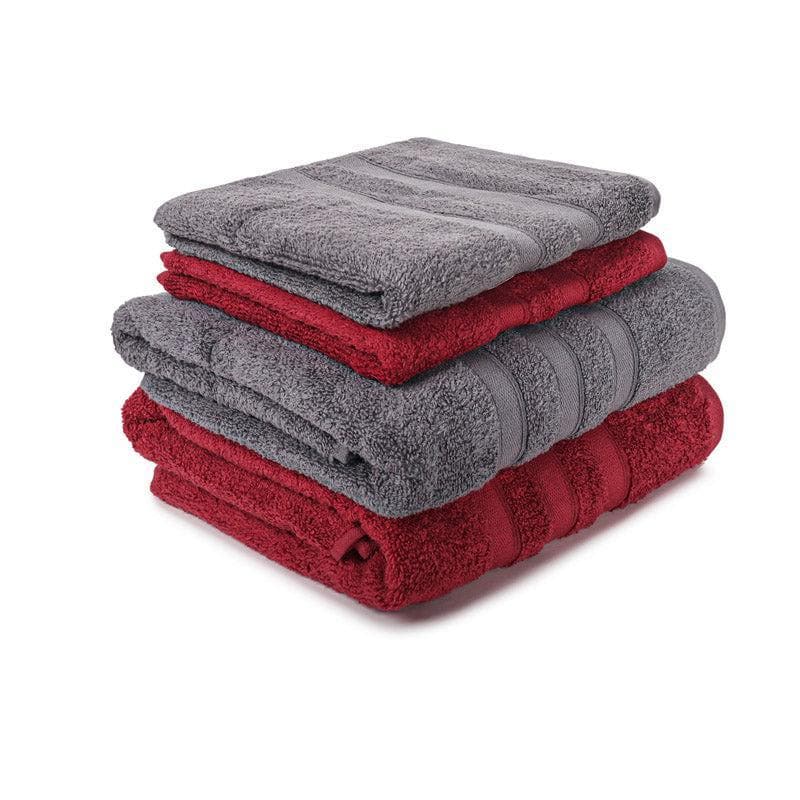 Buy Hydro Glee Towel (Red & Grey) - Four Piece Set Towel Sets from Vaaree