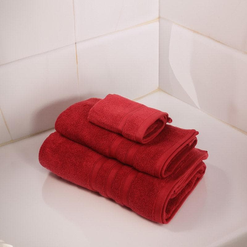 Buy Hydro Glee Towel (Red) - Three Piece Set Towel Sets from Vaaree