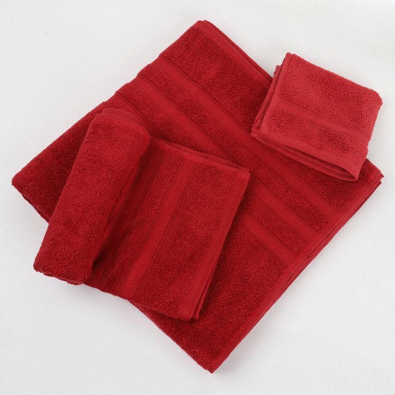 Buy Hydro Glee Towel (Red) - Three Piece Set Towel Sets from Vaaree