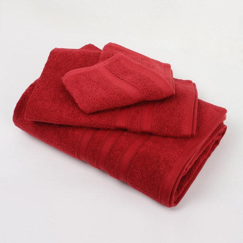 Buy Hydro Glee Towel (Red) - Three Piece Set Towel Sets from Vaaree