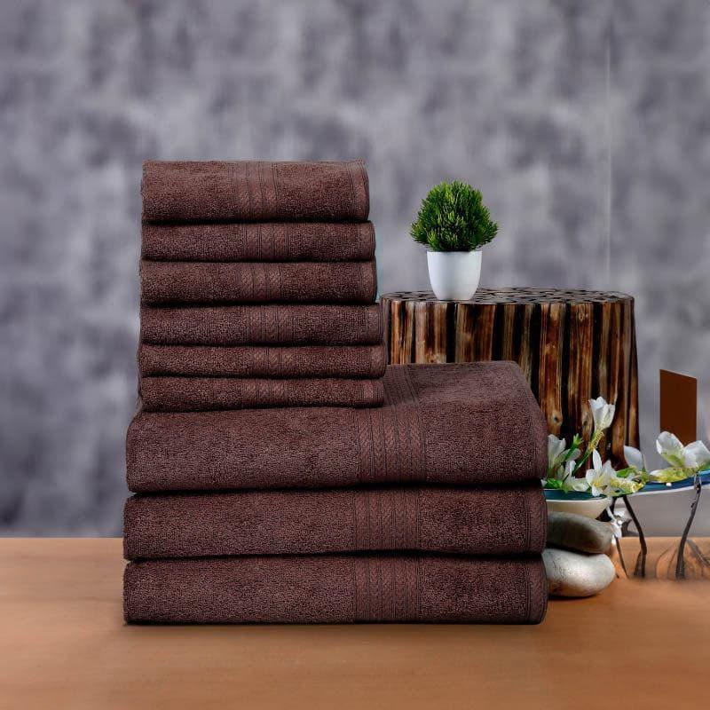 Buy Plush Pamper Towel (Brown) - Set Of Nine Towel Sets from Vaaree