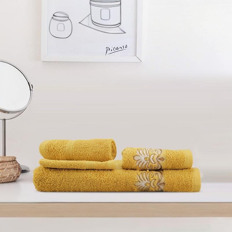 Buy Soakezy Towel (Mustard) - Set Of Four Towel Sets from Vaaree