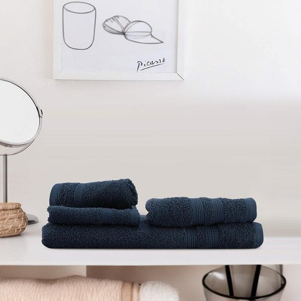 Buy Squishy Mushy Towel (Navy) - Set Of Four Towel Sets from Vaaree