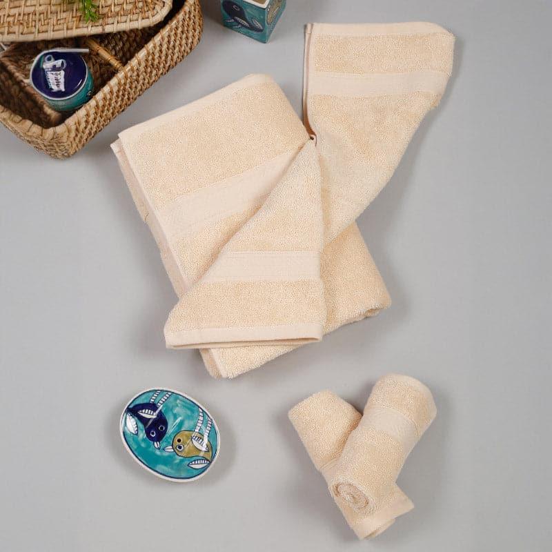 Buy Zen Zone Towel (Cream) - Set Of Four Towel Sets from Vaaree