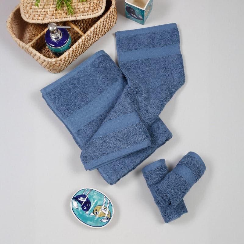 Buy Zen Zone Towel (Navy Blue) - Set Of Four Towel Sets from Vaaree