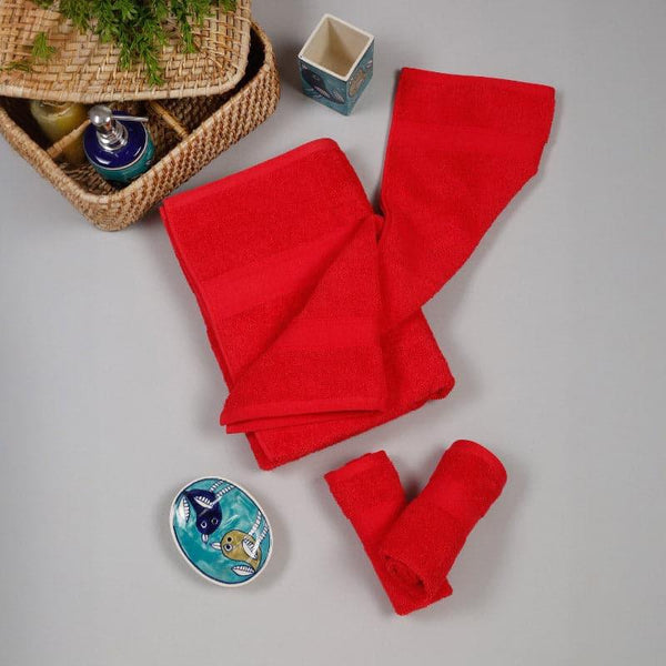 Buy Zen Zone Towel (Red) - Four Piece Set Towel Sets from Vaaree