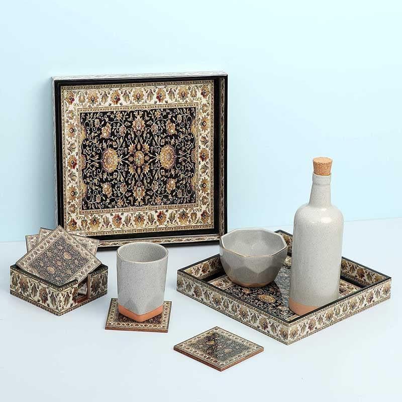 Serving Tray - Inaayat Serving Tray & Coaster - Set Of Six