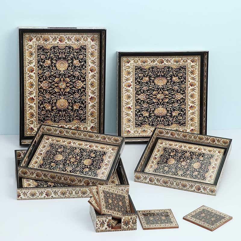 Serving Tray - Inaayat Serving Tray & Coaster - Set Of Six