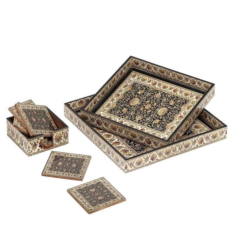 Serving Tray - Inaayat Serving Tray & Coaster - Set Of Six