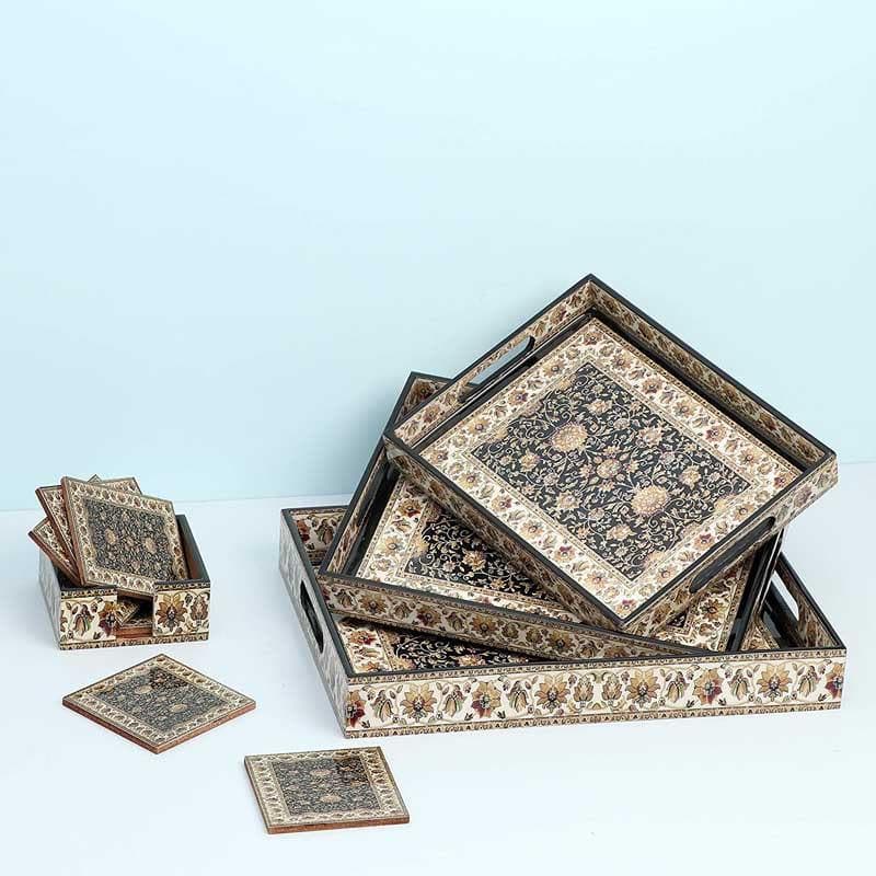 Serving Tray - Inaayat Serving Tray & Coaster - Set Of Six