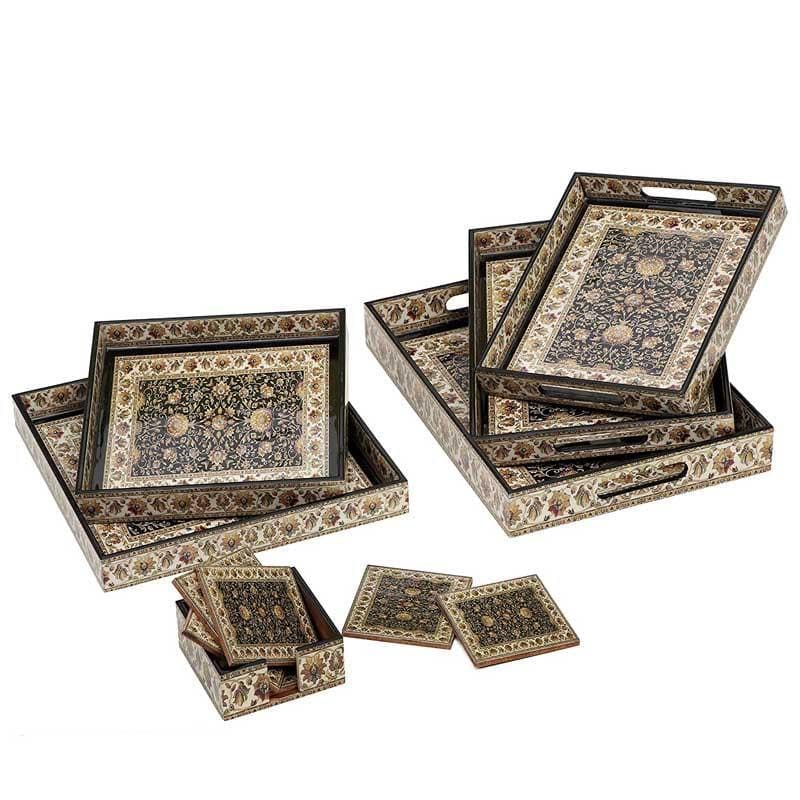 Serving Tray - Inaayat Serving Tray & Coaster - Set Of Six