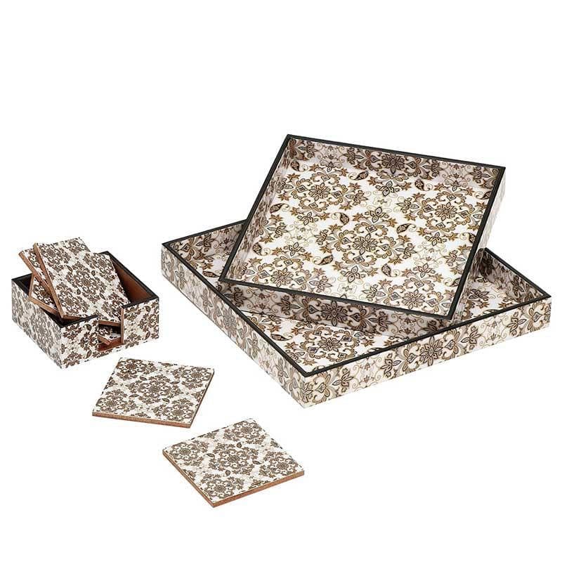 Serving Tray - Moroccan Magic Serving Tray & Coaster - Set Of Three