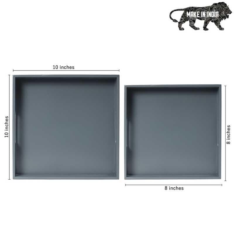 Serving Tray - Pristine Preto Serving Tray (Grey) - Set Of Two