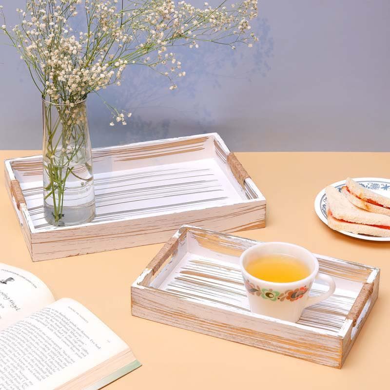 Serving Tray - Rustic Affair Striped Serving Tray - Set Of Two