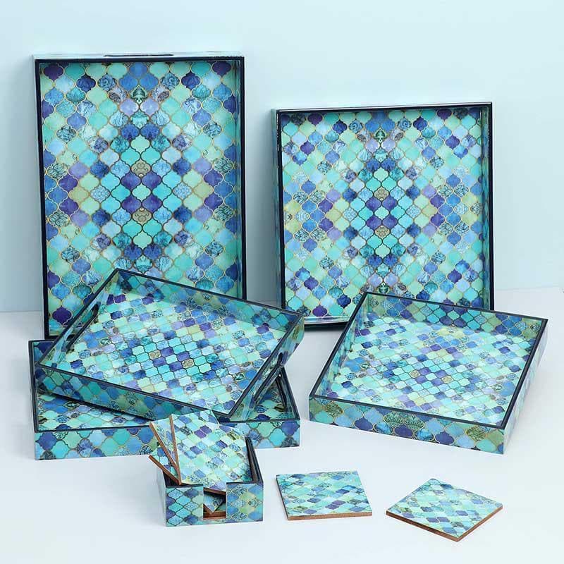 Buy Sequeel Serving Tray & Coaster - Set Of Six Serving Tray from Vaaree