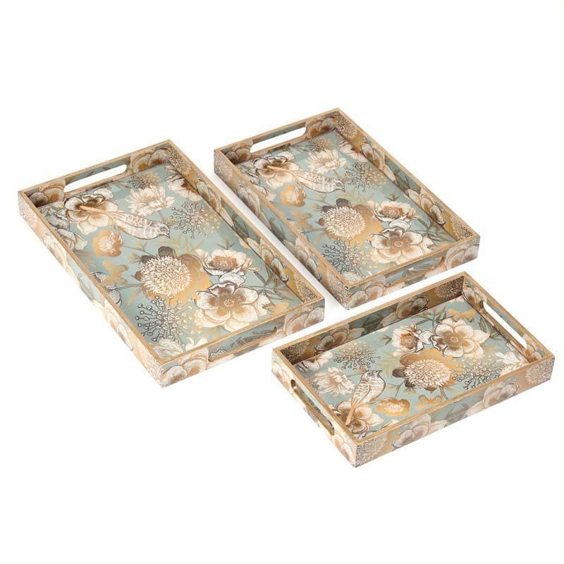 Buy Sequeel Serving Tray (Teal) - Set Of Three Serving Tray from Vaaree