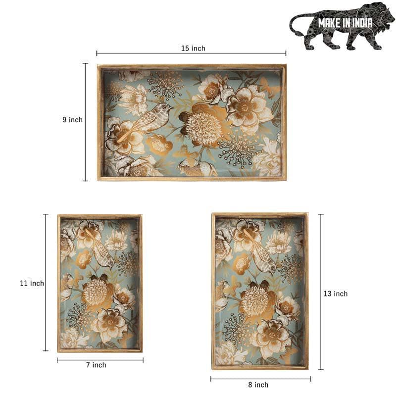 Buy Sequeel Serving Tray (Teal) - Set Of Three Serving Tray from Vaaree