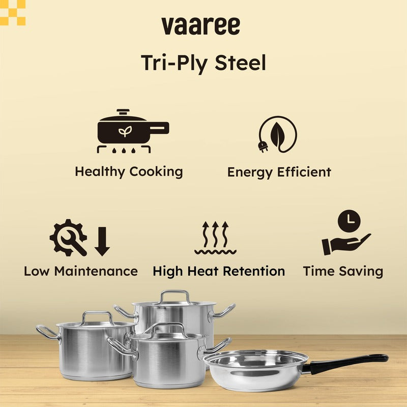 Buy Evolet Stainless Steel Fry Pan 1500 ML / 9 Inches Frying Pan from Vaaree