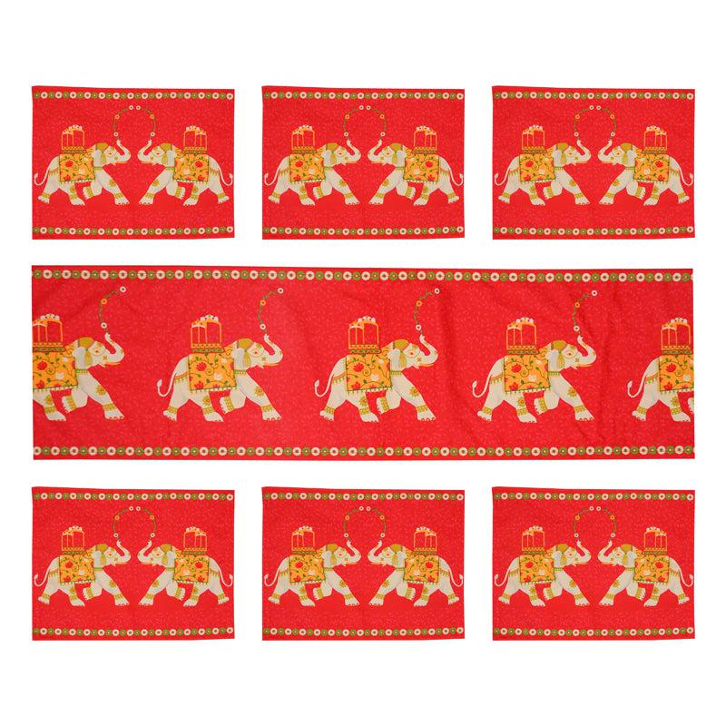 Buy Tusker Parade Table Runner & Placemat - Seven Piece Set Table Linen Set from Vaaree