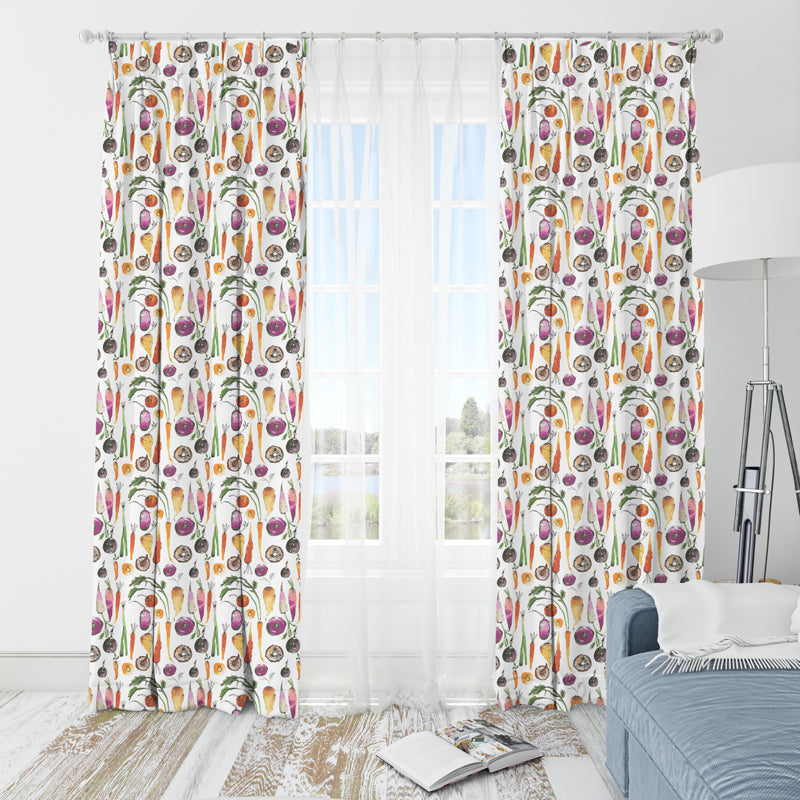 Buy Veggie Print Translucent Curtain - Set Of Two Curtains from Vaaree