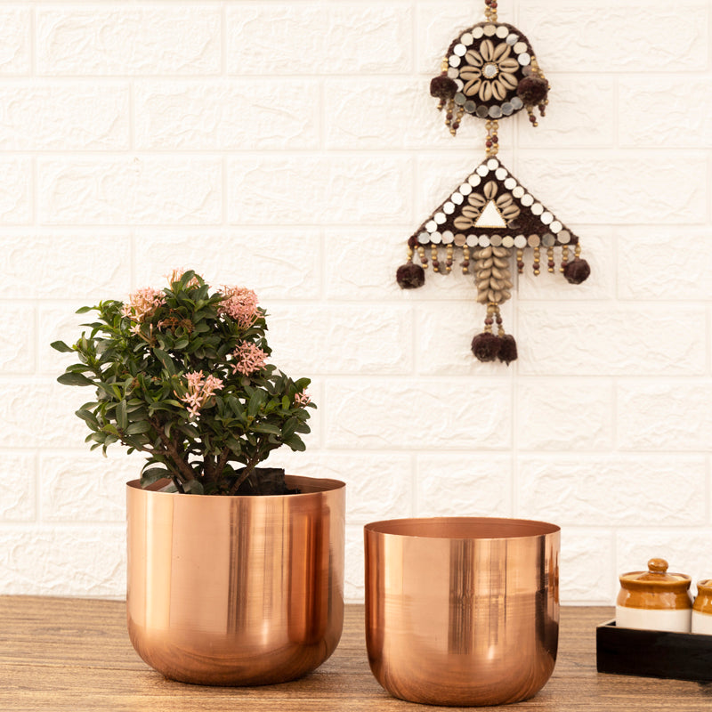 Buy Luxe Glow Planter (Rose Gold) - Set Of Two Pots & Planters from Vaaree