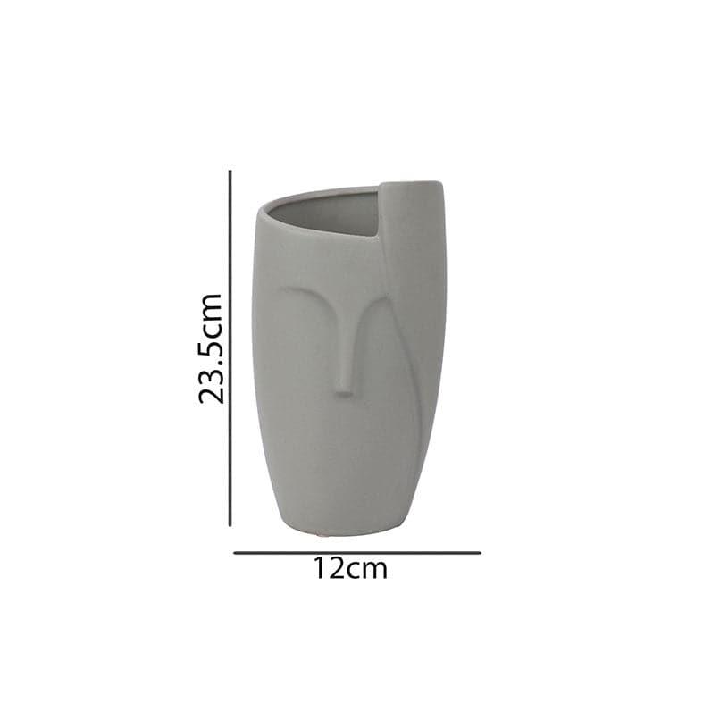 Buy Vase - Abstract Human Face Ceramic Vase - Grey at Vaaree online