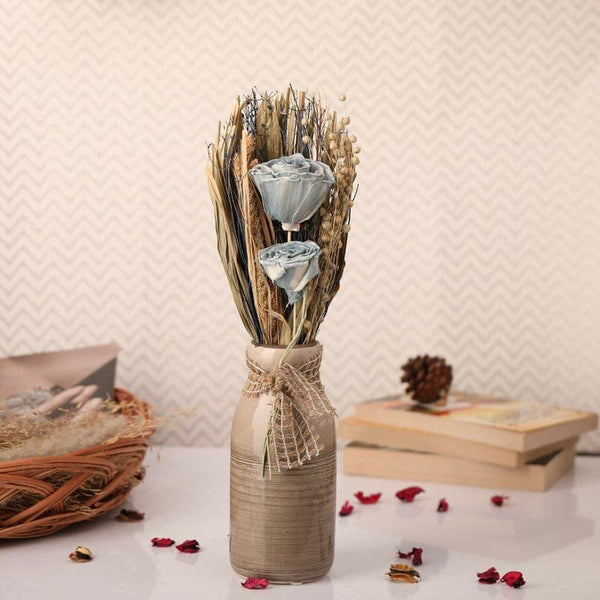 Buy Vase - Alsike Vase With Dry Flowers - Blue at Vaaree online