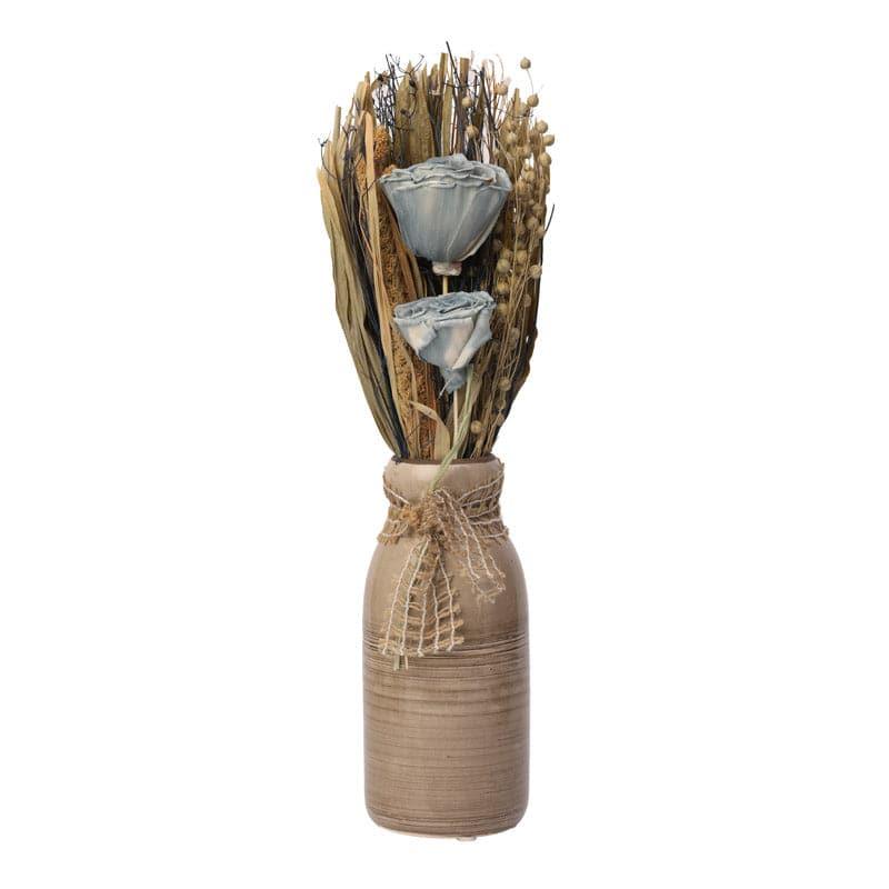 Buy Alsike Vase With Dry Flowers - Blue Vase from Vaaree