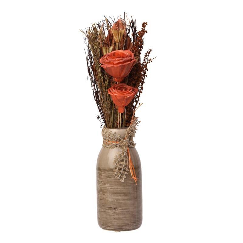 Buy Alsike Vase With Dry Flowers - Orange Vase from Vaaree