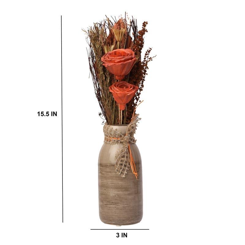 Buy Alsike Vase With Dry Flowers - Orange Vase from Vaaree