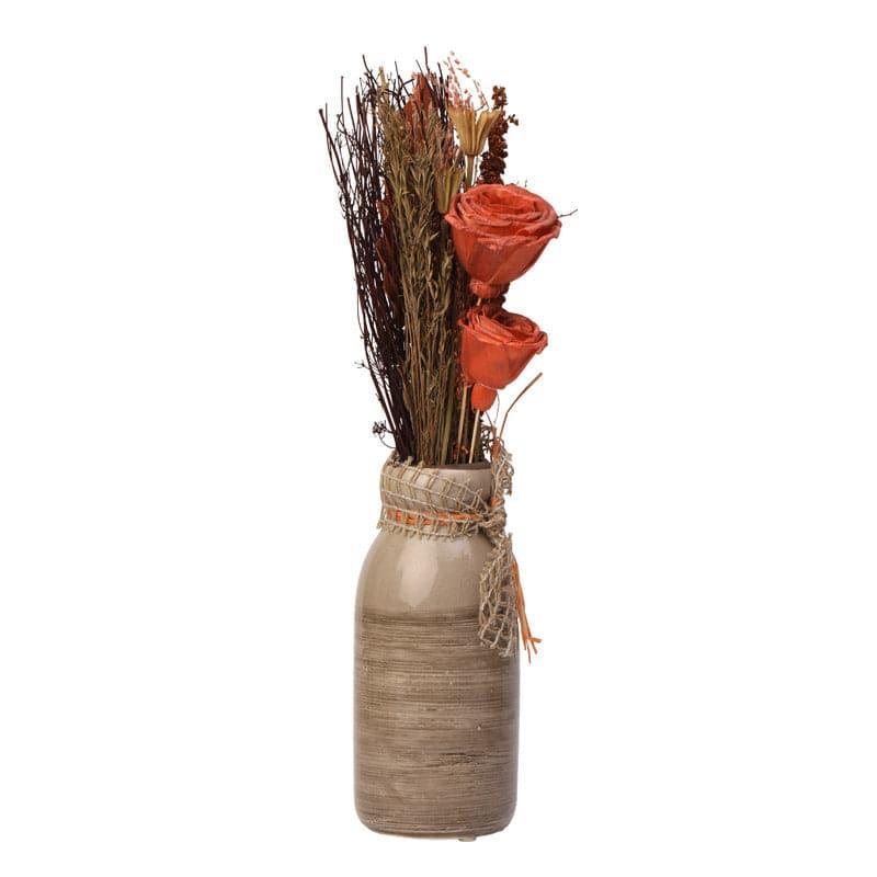 Buy Alsike Vase With Dry Flowers - Orange Vase from Vaaree