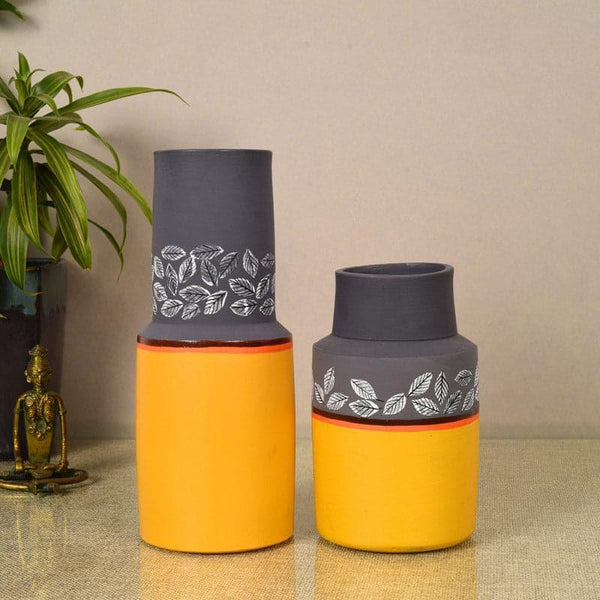 Vase - Anshuma Tribal Terracotta Vase - Set Of Two