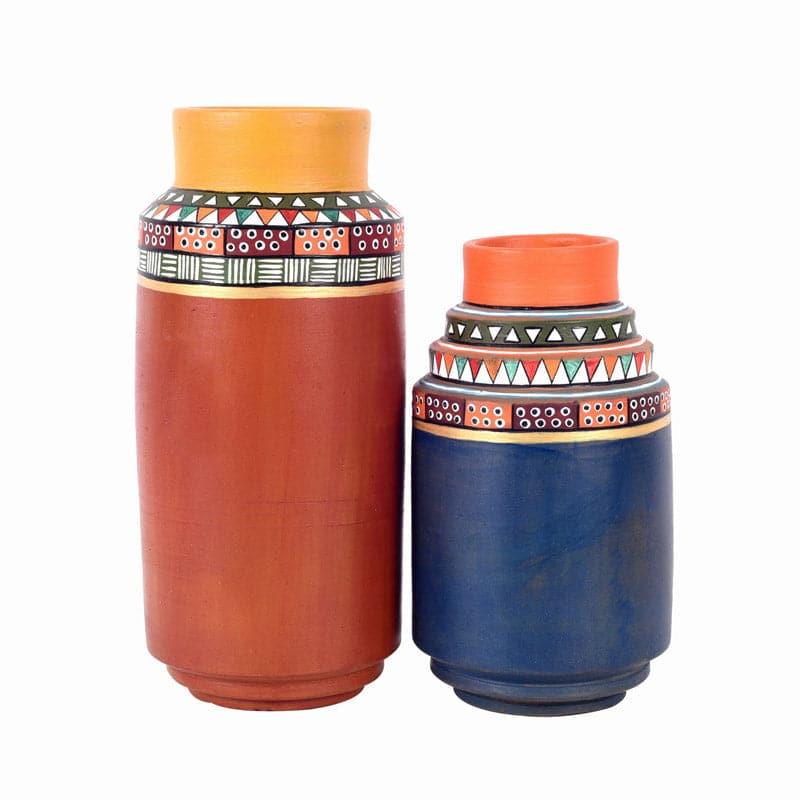 Buy Bhumika Tribal Terracotta Vase - Set Of Two Vase from Vaaree