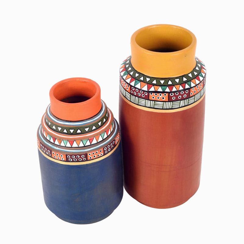 Buy Bhumika Tribal Terracotta Vase - Set Of Two Vase from Vaaree