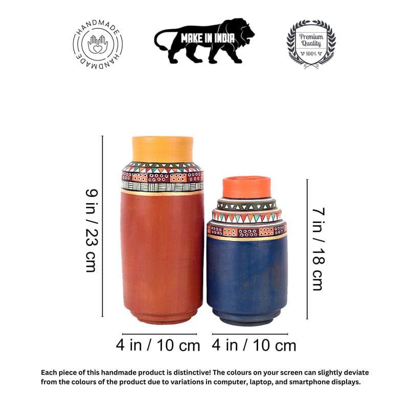 Buy Bhumika Tribal Terracotta Vase - Set Of Two Vase from Vaaree