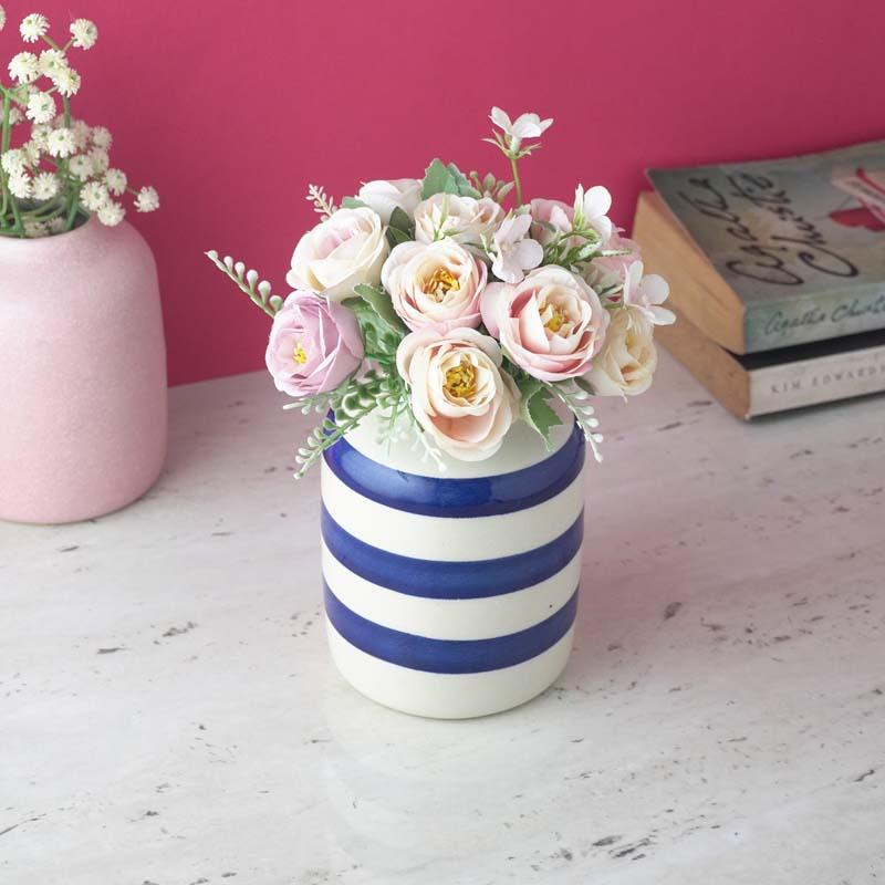 Buy Blue Eye Striped Vase Vase from Vaaree