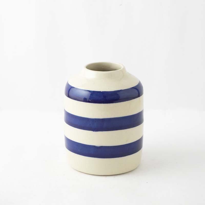 Buy Blue Eye Striped Vase Vase from Vaaree