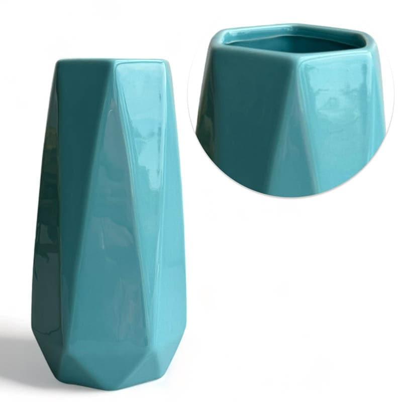 Buy Chroma Cut Ceramic Vase - Blue Vase from Vaaree