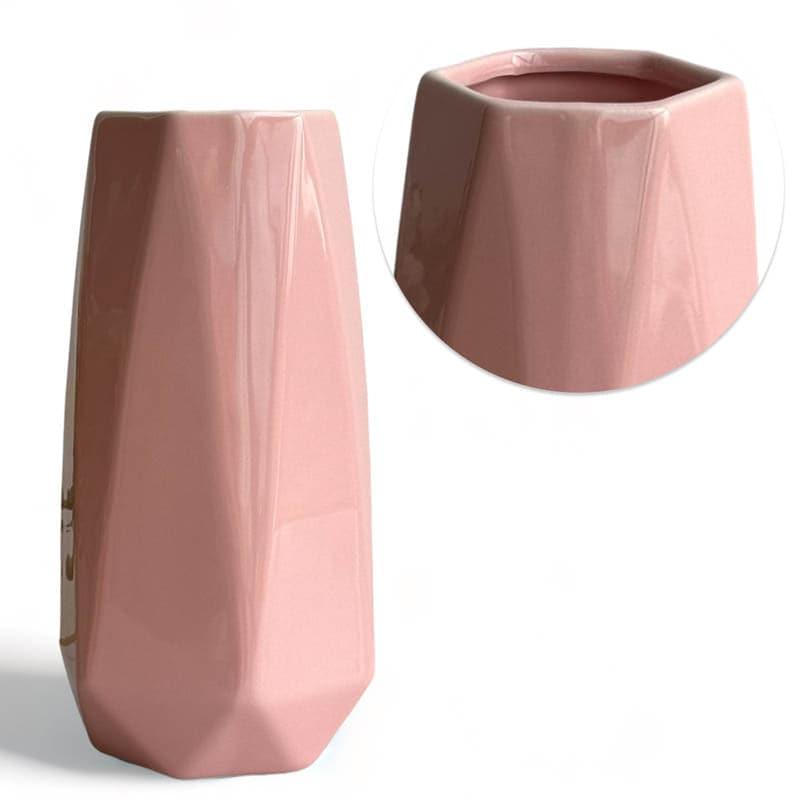 Buy Chroma Cut Ceramic Vase - Pink Vase from Vaaree