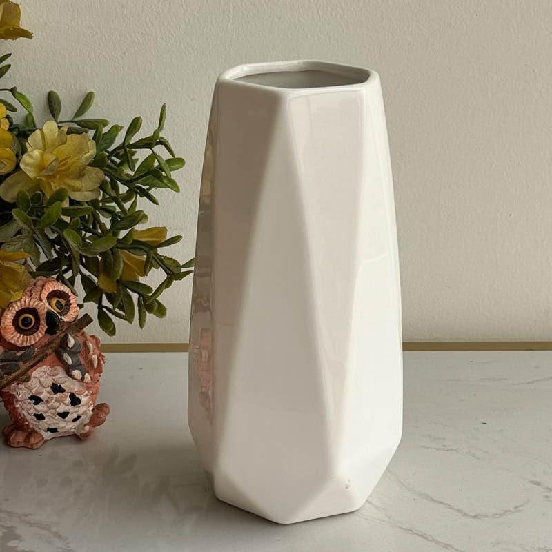 Buy Chroma Cut Ceramic Vase - White Vase from Vaaree