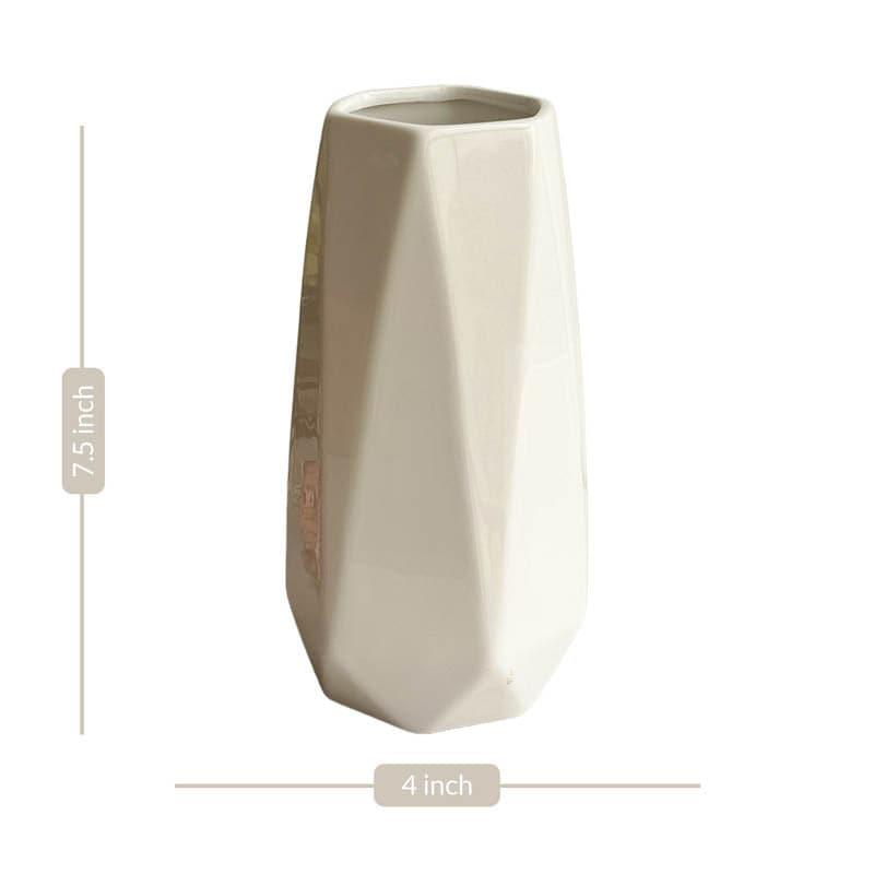 Buy Chroma Cut Ceramic Vase - White Vase from Vaaree