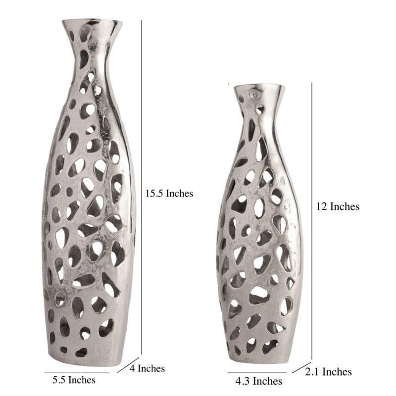 Buy Cleome Charm Vase (Silver) - Set Of Two Vase from Vaaree