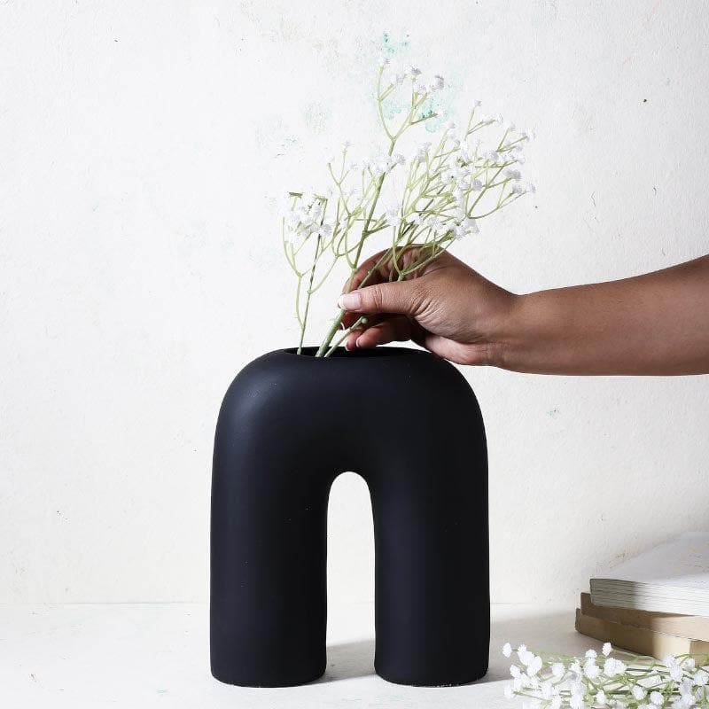 Buy Contempzo Ceramic Vase - Black Vase from Vaaree