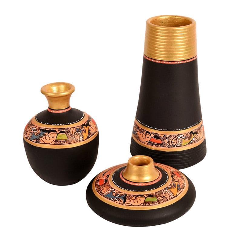 Buy Vase - Coshima Tribal Terracotta Vase - Set Of Three at Vaaree online