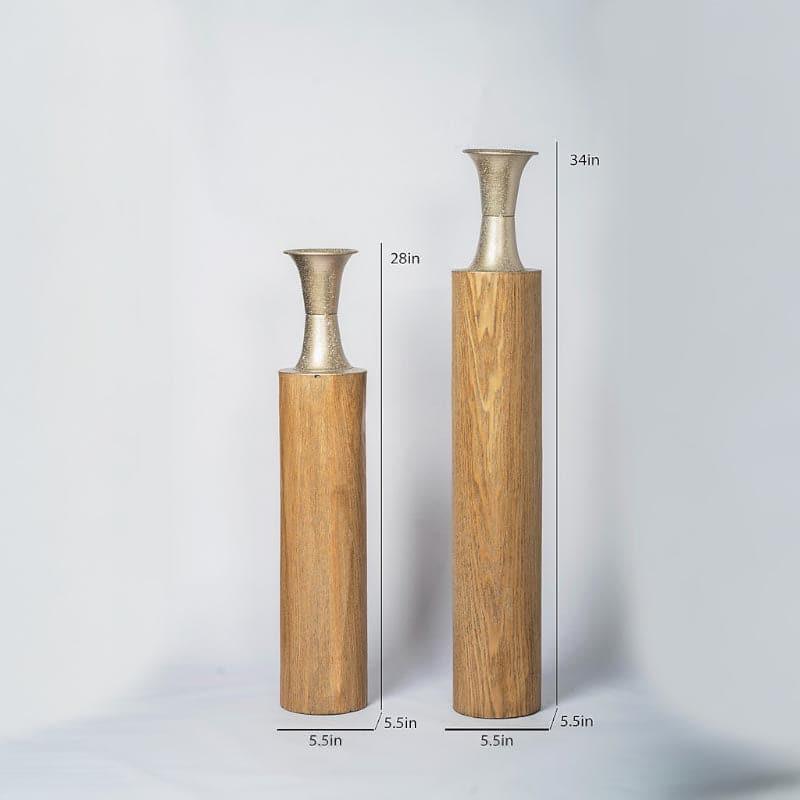 Buy Damara Wood Textured Floor Vase Floor Vase from Vaaree