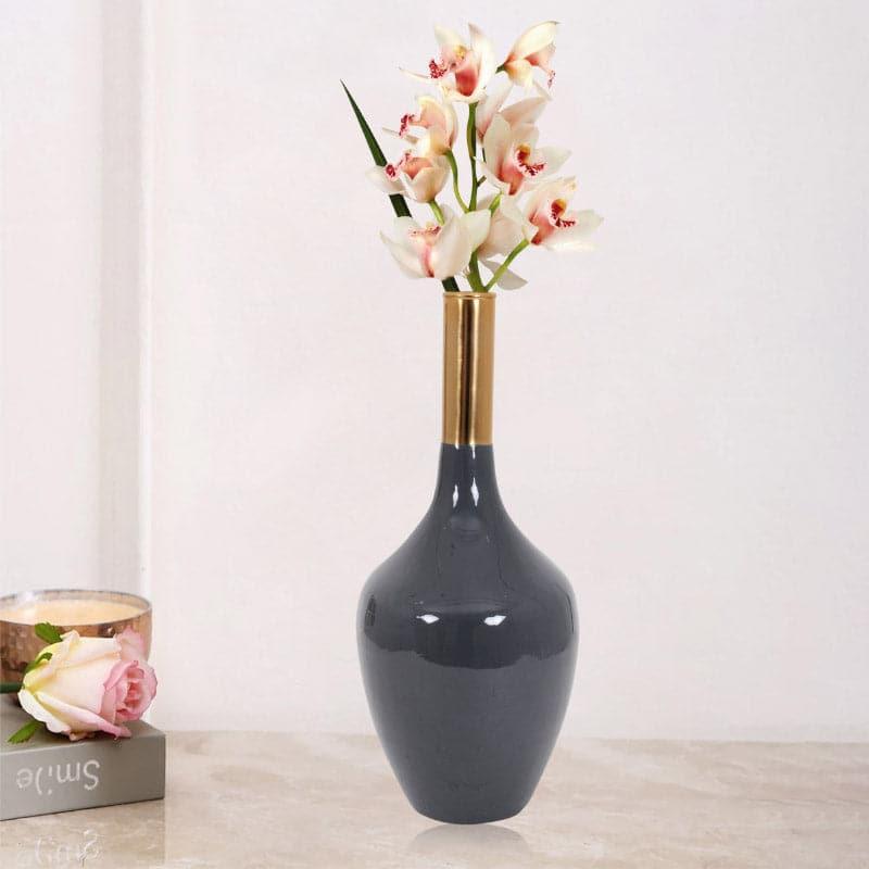 Buy Darota Aluminium Vase - Grey & Gold Vase from Vaaree