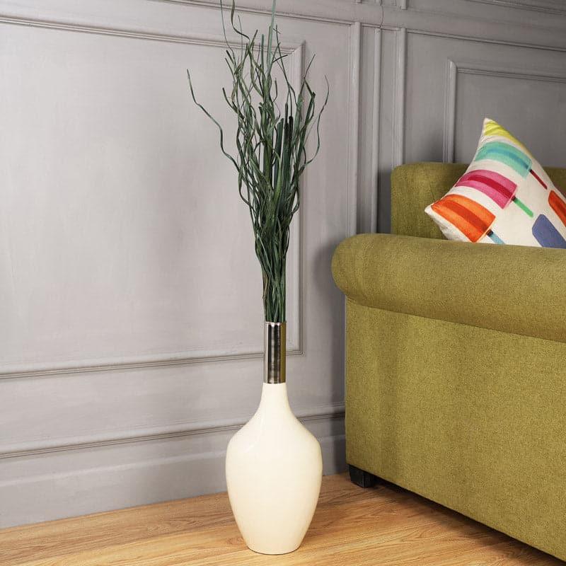 Buy Darota Aluminium Vase - White & Silver Vase from Vaaree