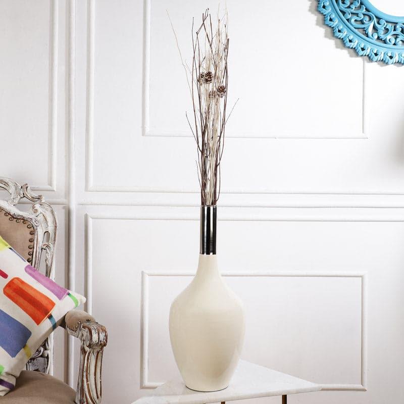 Buy Darota Aluminium Vase - White & Silver Vase from Vaaree