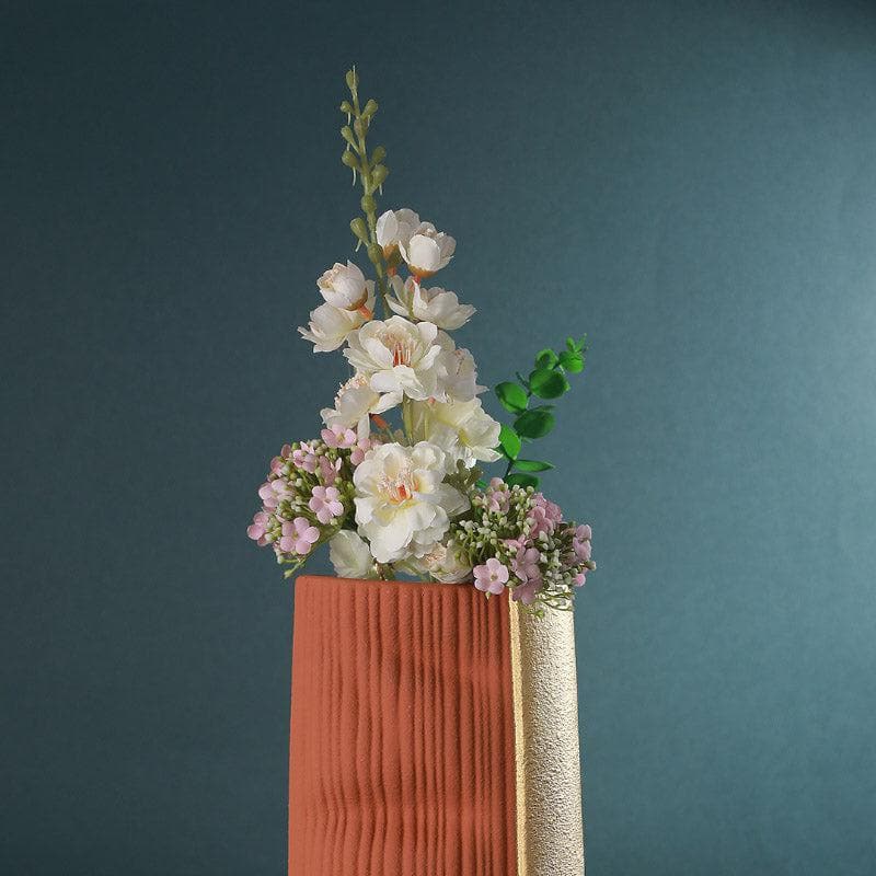 Buy Delphine Textured Vase - Rust Vase from Vaaree